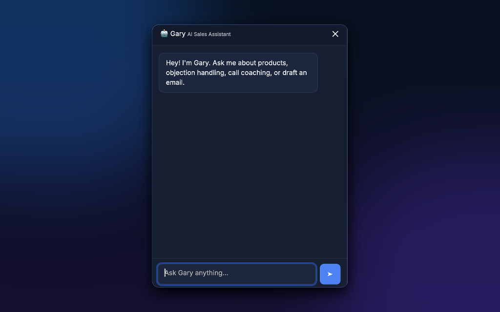 Gary AI Sales Assistant chat